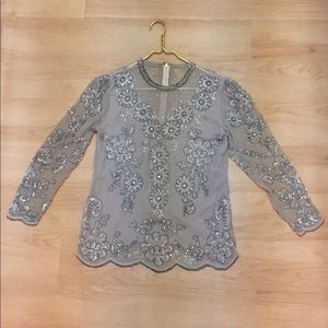 Vintage Oleg  Cassini Embellished Silk Gatsby Top